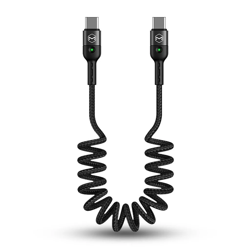 Mcdodo CA-7860 Type-C to C 60W Data Coiled Cable 5.9ft with LED Lighting Design Mcdodo CA-7860 Type-C to C 60W Data Coiled Cable 5.9ft with LED Lighting Design