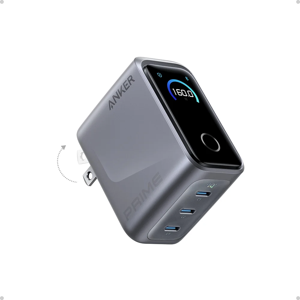 Anker Prime A2687 160W USB-C GaN Charger Smart 3-Port Fast Charging Station