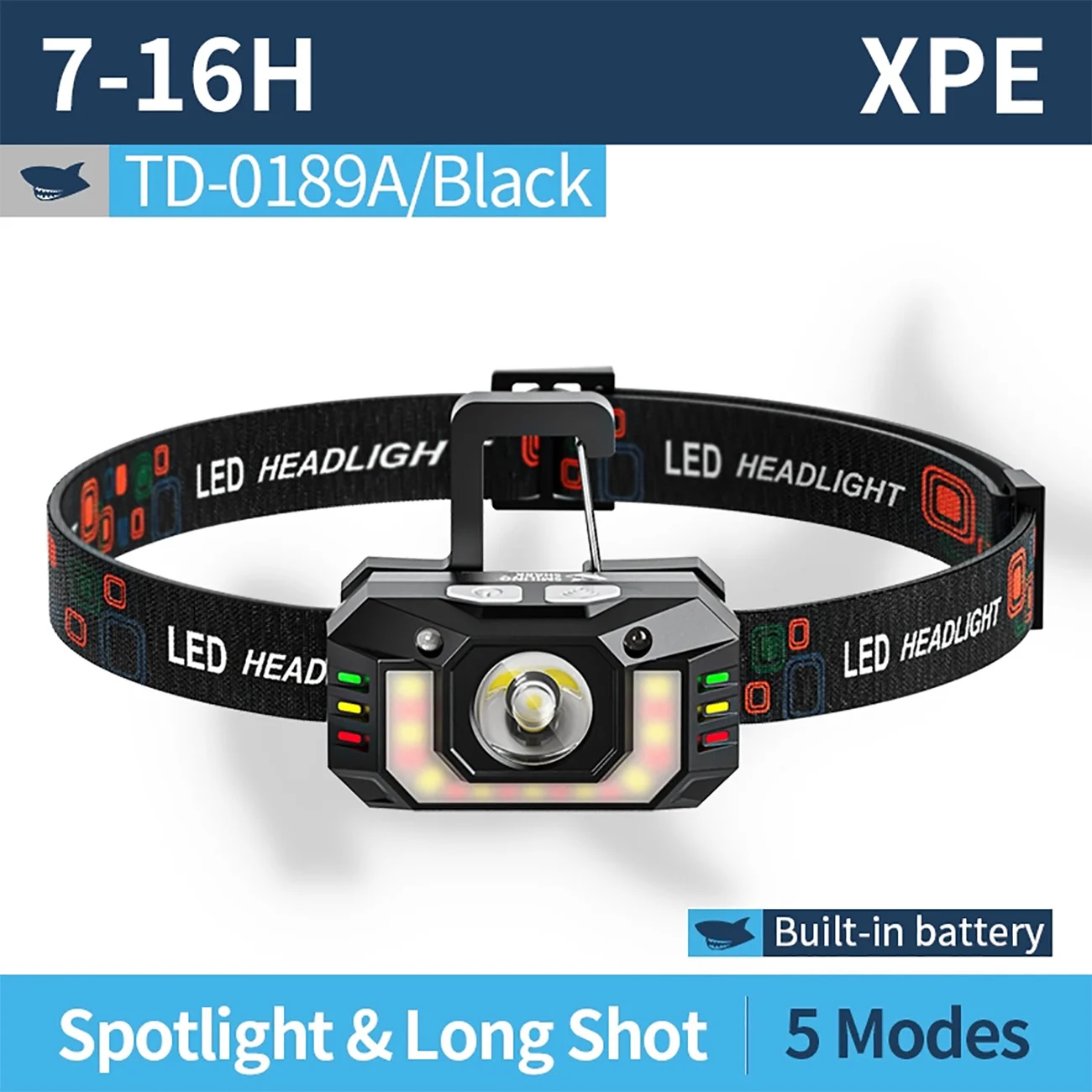 Smiling Shark TD0189A High-Intensity LED Headlamp 1200mAh
