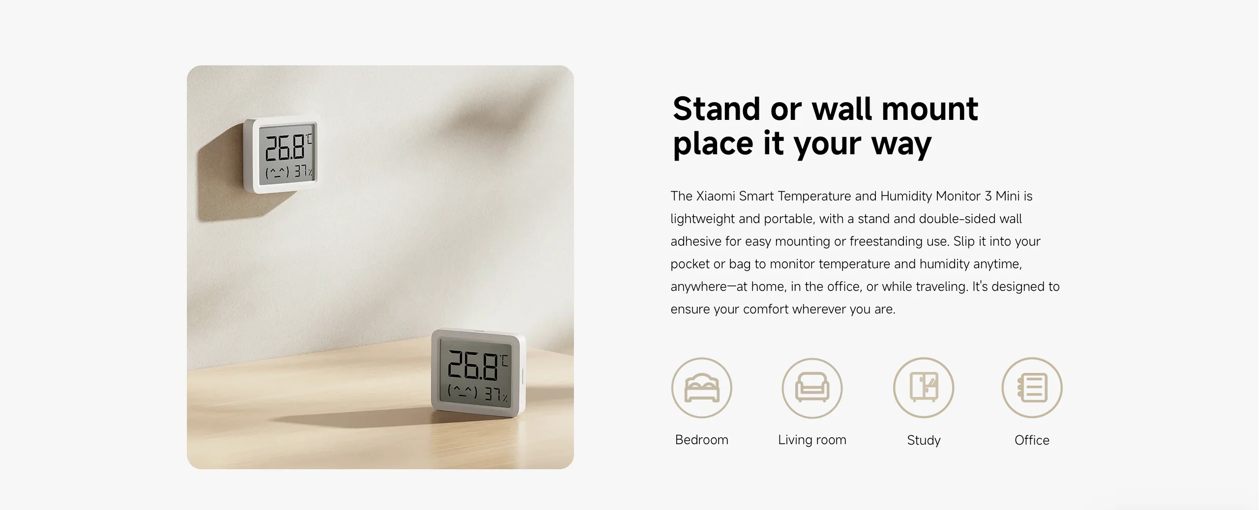 Xiaomi Smart Temperature and Humidity Monitor 3 Mini size comparison