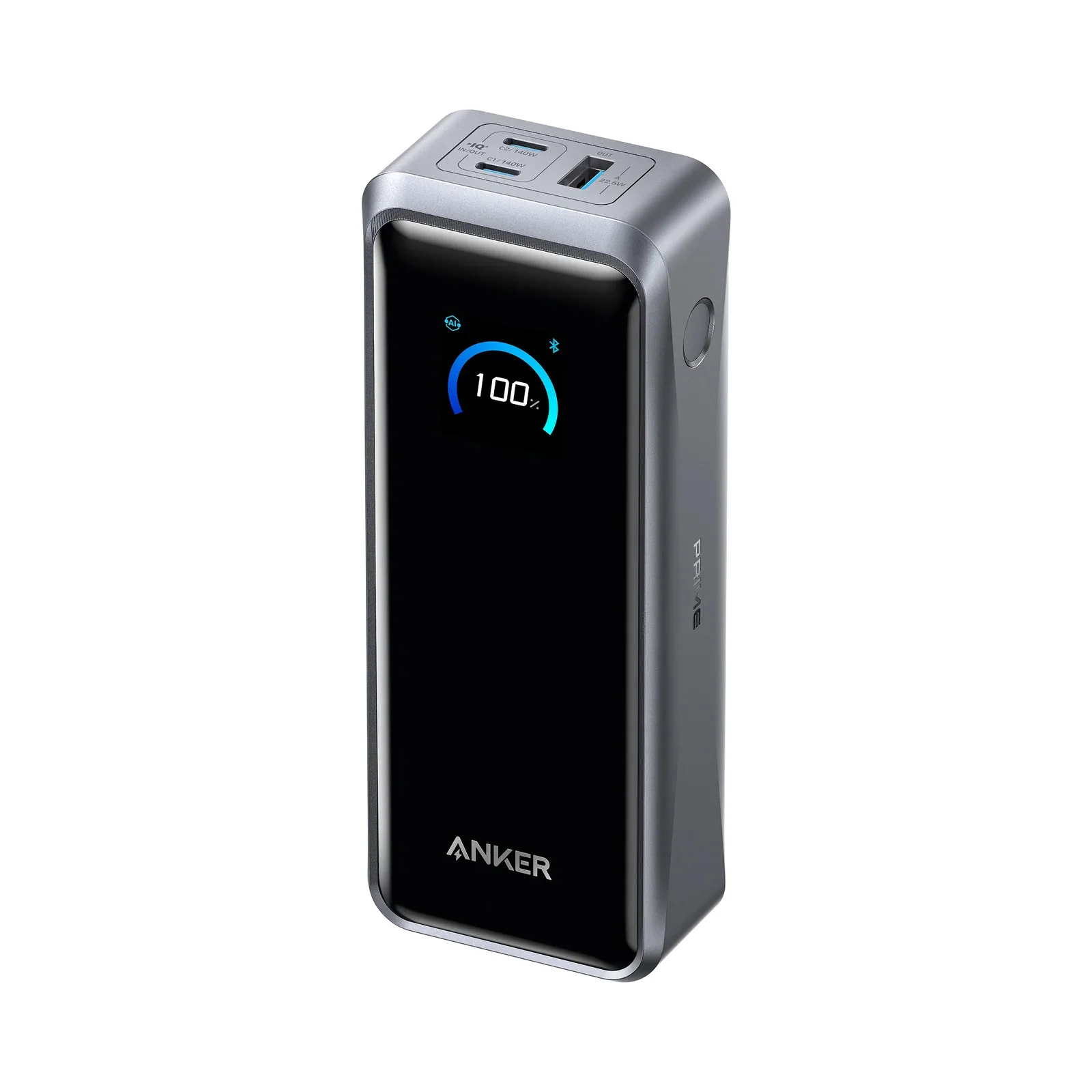 Anker Power Bank front view with display and ports