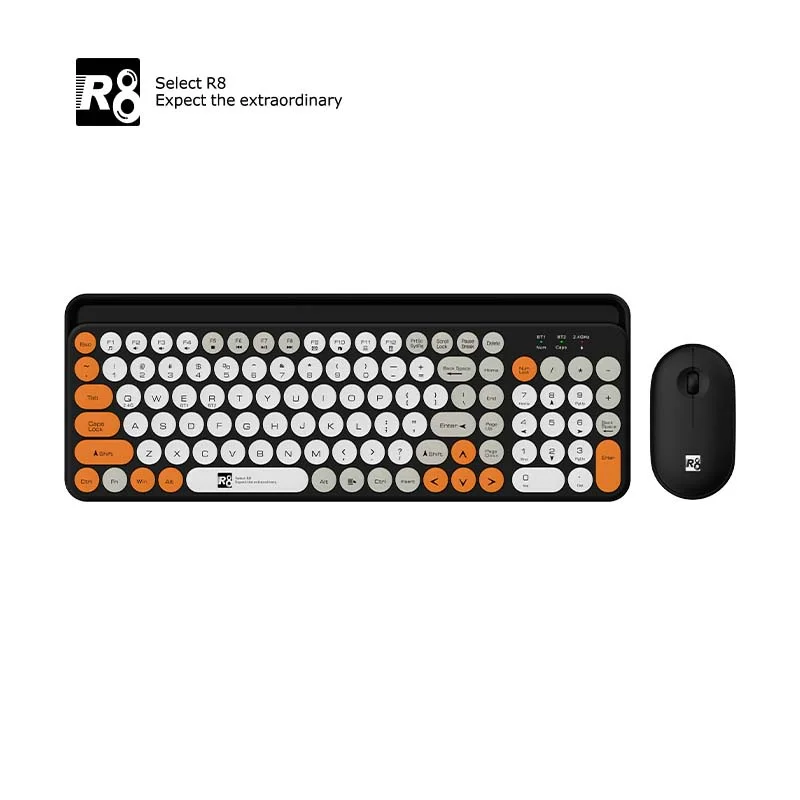 R8 1930 Fashion Dual Mode BT & 2.4G Keyboard and Mouse Set With Mobile Holder R8 1930 Fashion Dual Mode BT & 2.4G Keyboard and Mouse Set With Mobile Holder