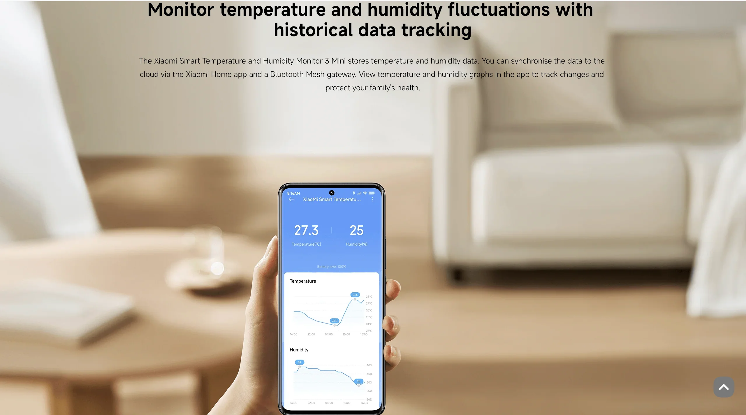 Xiaomi Smart Temperature and Humidity Monitor 3 Mini Mi Home App screenshot