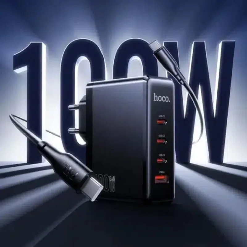 Hoco N85 Vigoroso 100W Four Ports GaN Fast Charger Set Hoco N85 Vigoroso 100W Four Ports GaN Fast Charger Set