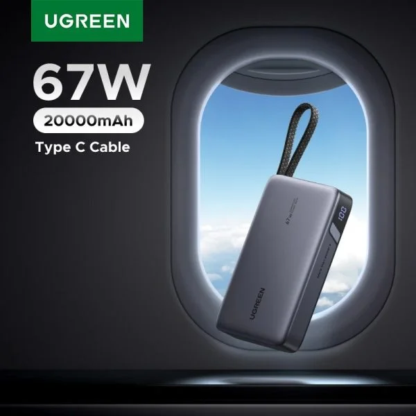UGREEN PB550 67W 20000mAh Power Bank with Built in Cable