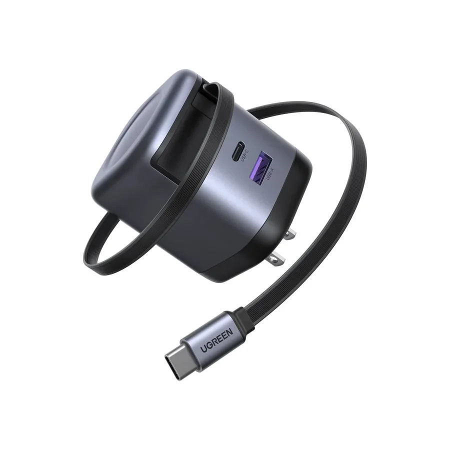 UGREEN Nexode Series USB-C Retractable Fast Chargers 45W, 65W & 100W GaN with Built-in Cable