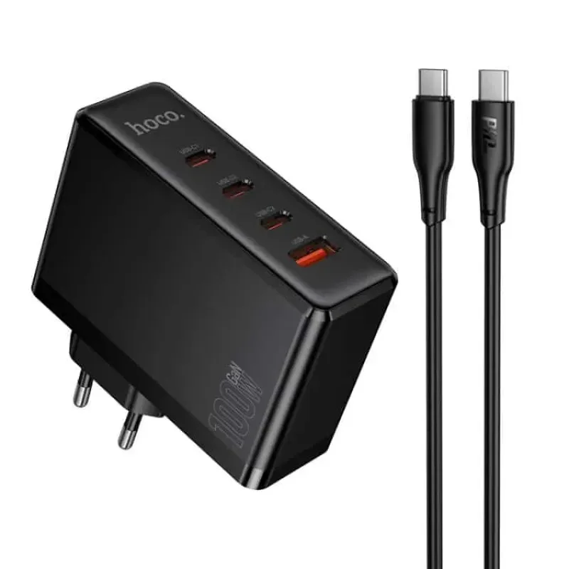 Hoco N85 Vigoroso 100W Four Ports GaN Fast Charger Set Hoco N85 Vigoroso 100W Four Ports GaN Fast Charger Set
