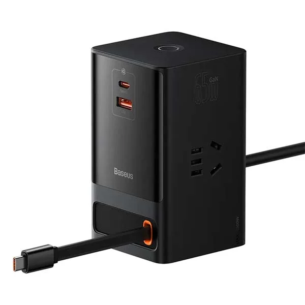 Baseus Gan5 Pro Extension Cord Power Strip with 65W 3-Port Power Adapter