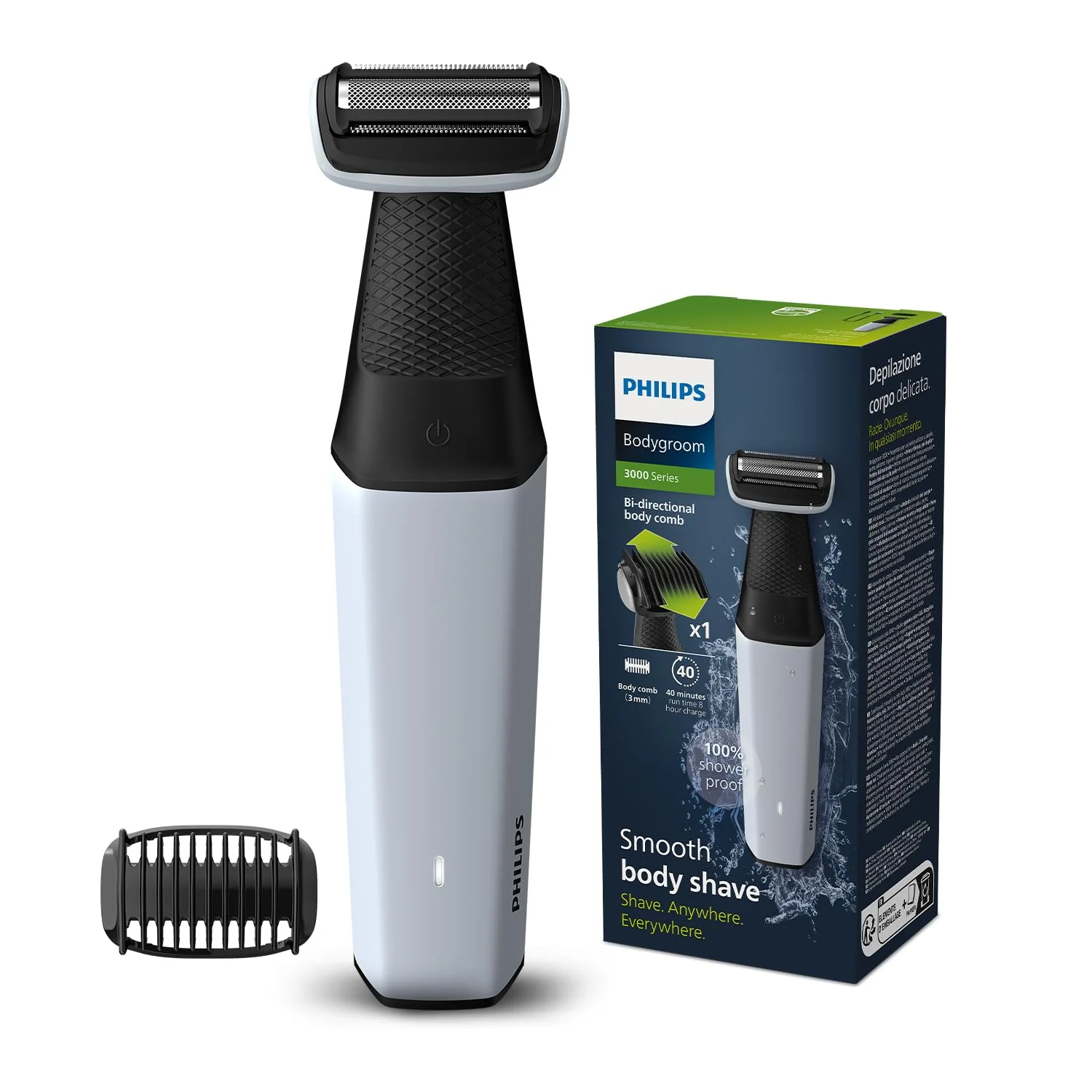 Philips BG3007/01 Body Groom Series 3000 Skin-Safe Body Trimmer 