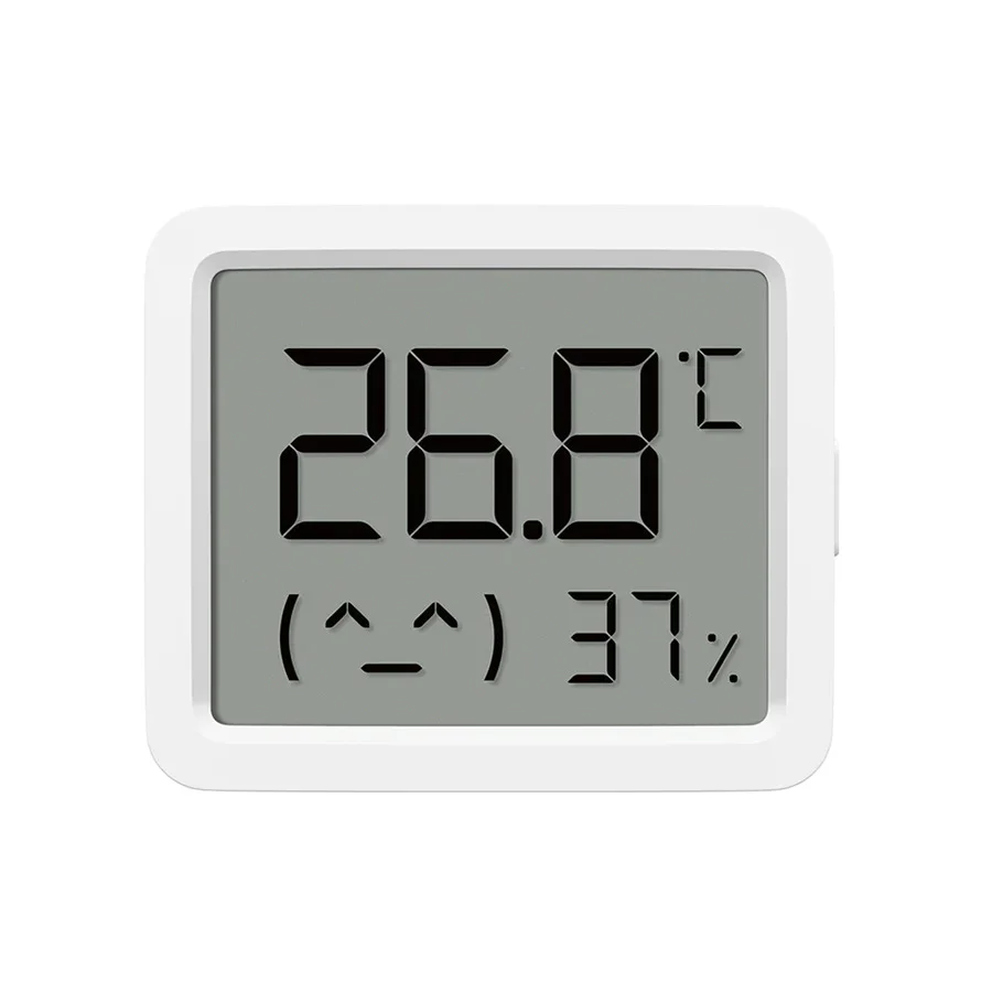 Xiaomi Smart Temperature and Humidity Monitor 3 Mini front view with LCD display