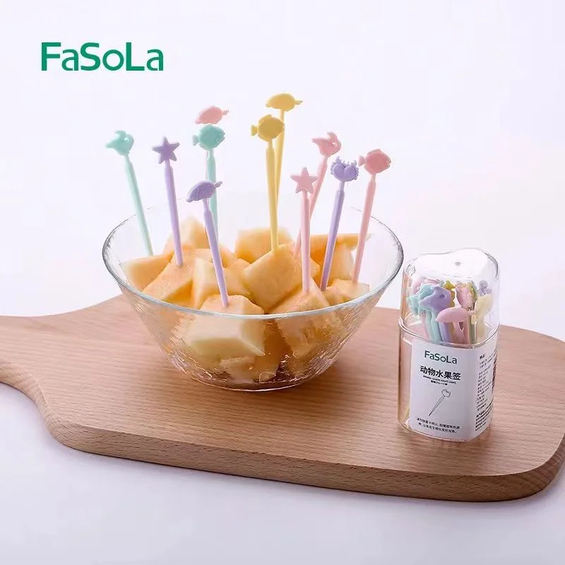 FaSoLa Plastic Fruit Stir Sticks Eco-Friendly Beverage Stirrers