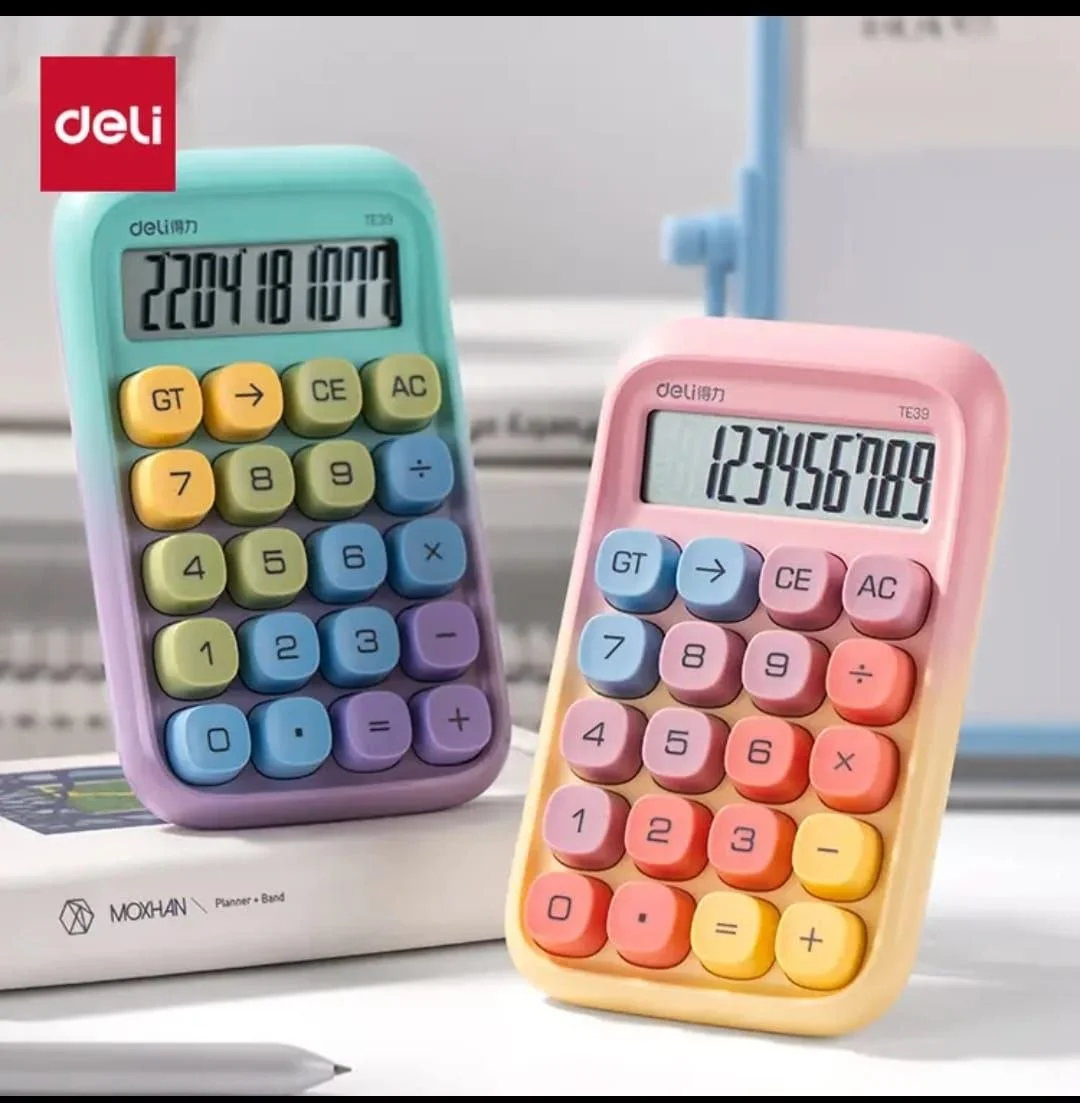 Deli TE39 Pastel Rainbow 10-Digit Desktop Calculator 