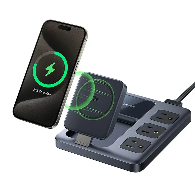 Baseus Nomos Qi2 8-in-1 Slim Charging Station 67W with 15W Wireless Charging & US 3-Pin Plug