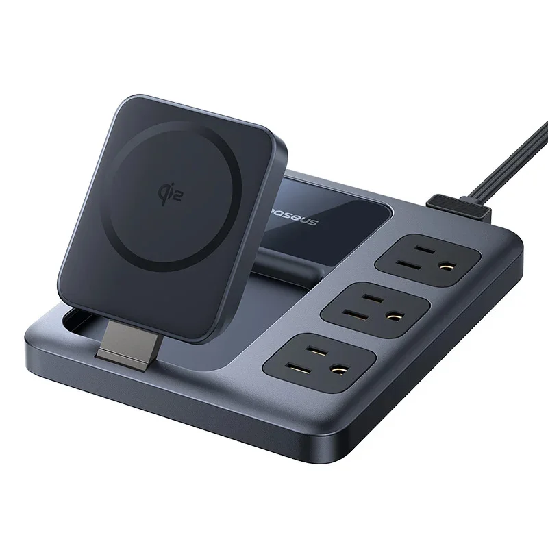 Baseus Nomos Qi2 8-in-1 Slim Charging Station 67W with 15W Wireless Charging & US 3-Pin Plug