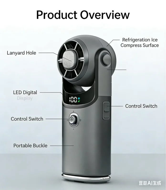 LanDai MF168 Mini Handheld Fan with Ice Cooling and 3600mAh Type-C Recharge