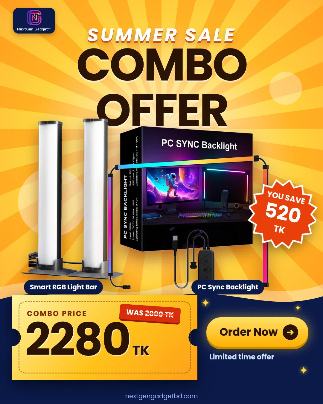 RGB Light Bar + Display Sync LED Light Combo | Gaming Desk Setup RGB Light Bar + Display Sync LED Light Combo | Gaming Desk Setup
