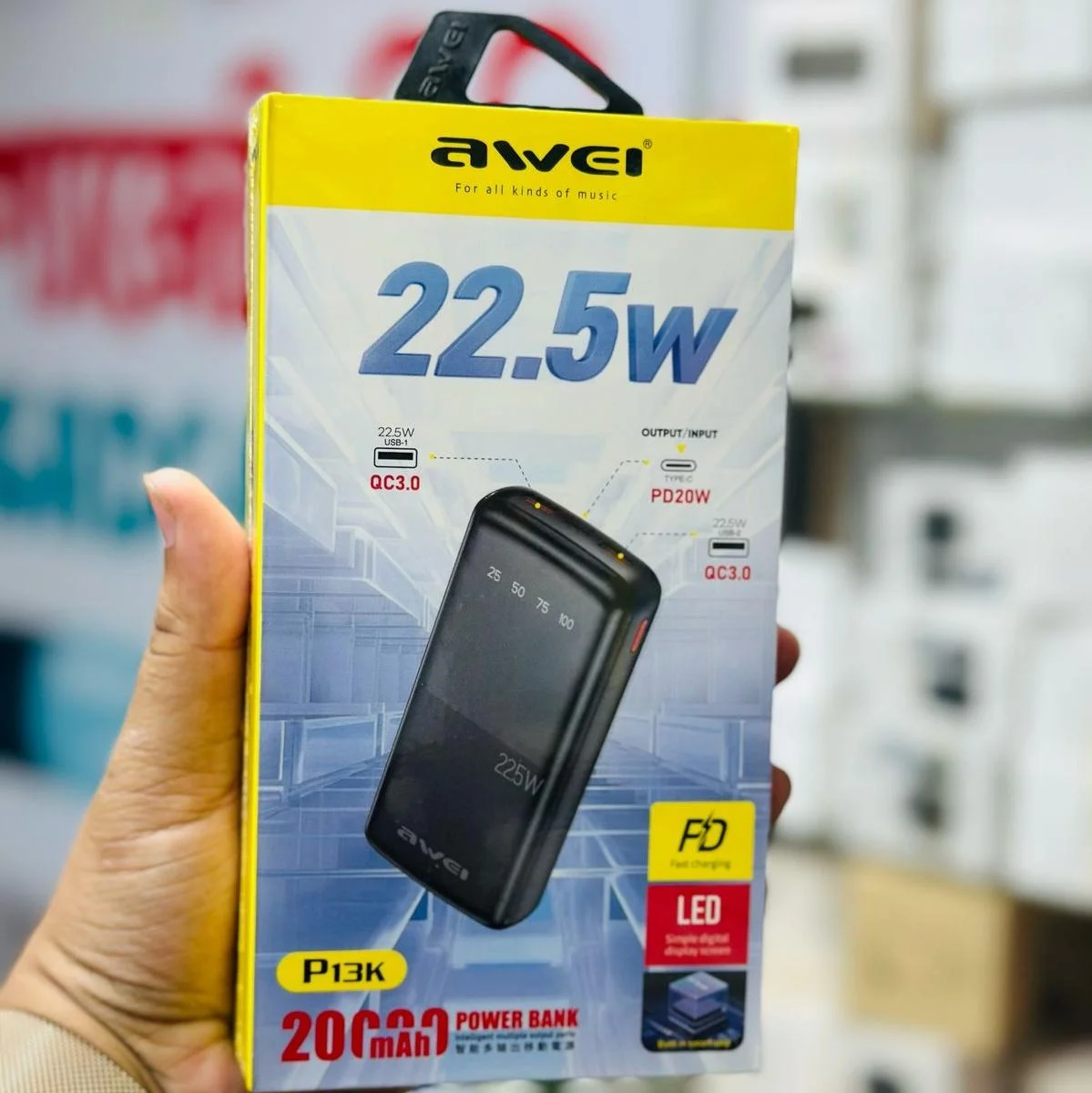 Awei P13K 22.5W Powerbank 20000mAh Fast Charging Awei P13K 22.5W Powerbank 20000mAh Fast Charging