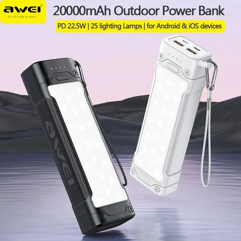 Awei P175K 20000mAh Portable Outdoor Power Bank With 25 lighting Lamps Awei P175K 20000mAh Portable Outdoor Power Bank With 25 lighting Lamps