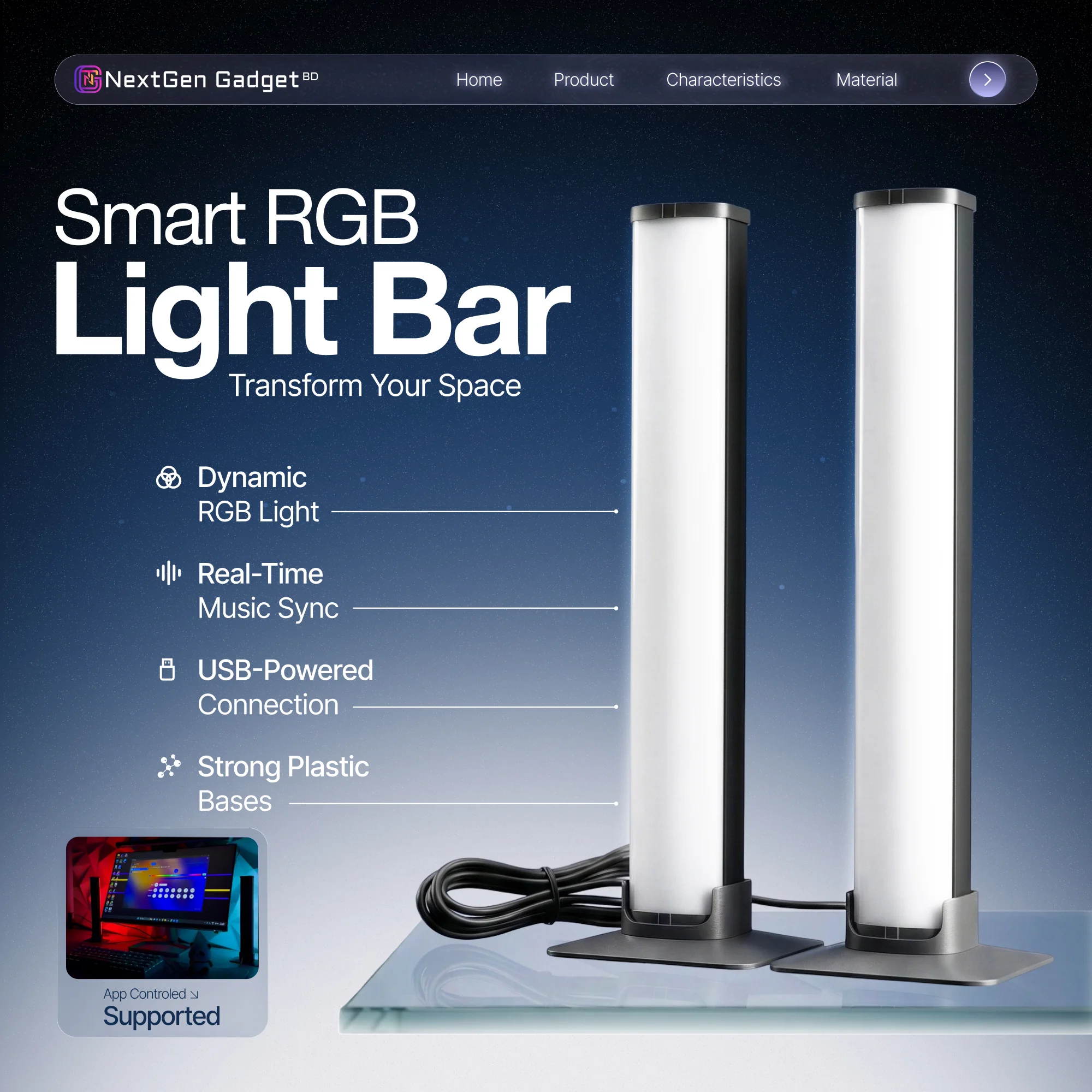 ARGB LED Music Light Bar App Control Sound Reactive Ambient Light
