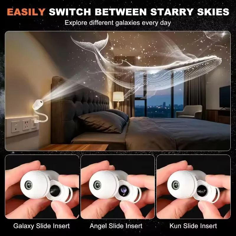 2-in-1 Galaxy Projector Night Light with Sliding Projection Films | USB Star Light 2-in-1 Galaxy Projector Night Light with Sliding Projection Films | USB Star Light