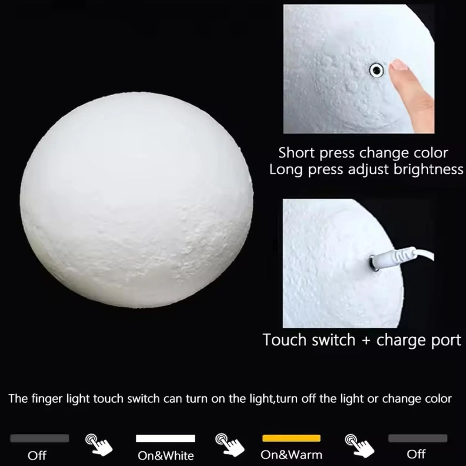 Rechargeable 16 Color Moon Lamp with Stand Rechargeable 16 Color Moon Lamp with Stand