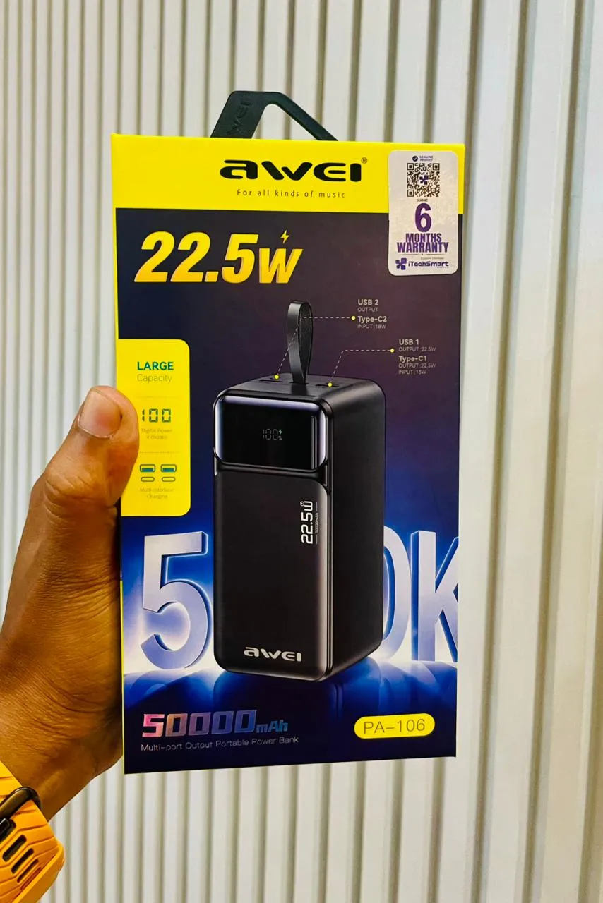 Awei PA-103 Disgital Display 30000mAH Large Capacity 22.5W Fast Charging Powerbank Awei PA-103 Disgital Display 30000mAH Large Capacity 22.5W Fast Charging Powerbank
