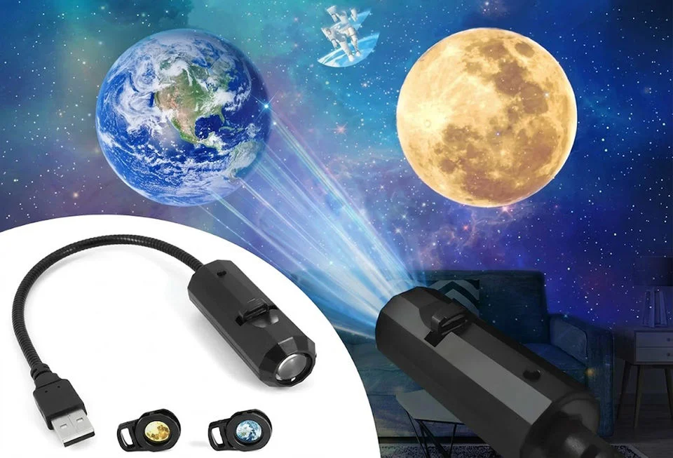 6 in 1 Planet Projector Light | Moon, Earth, Mars, Jupiter Sun Galaxy Night Lamp | USB Powered