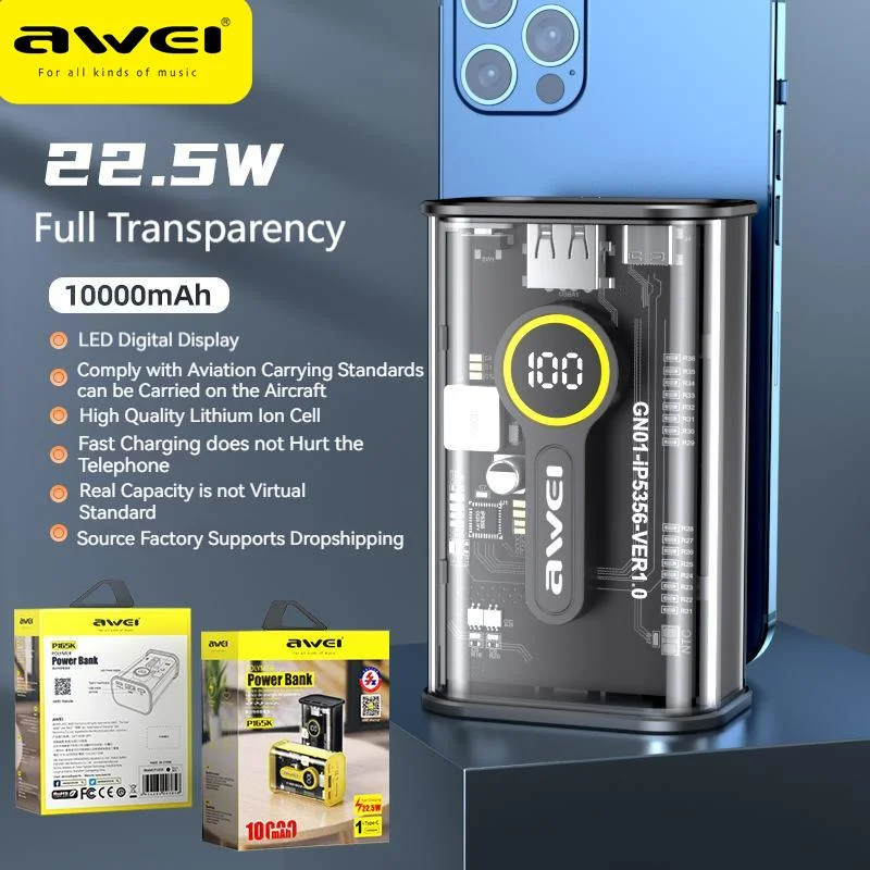 Awei P149K 10000mAh Portable Power Bank 22.5W Fast Charging Awei P149K 10000mAh Portable Power Bank 22.5W Fast Charging