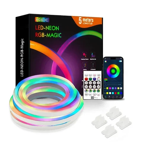 RGBIC Neon LED Strip Light USB Powered – Multicolor Sync & Chasing Effects RGBIC Neon LED Strip Light USB Powered – Multicolor Sync & Chasing Effects