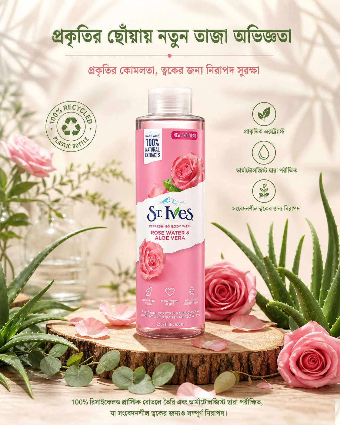 St. Ives Refreshing Body Wash Rose Water and Aloe Vera
