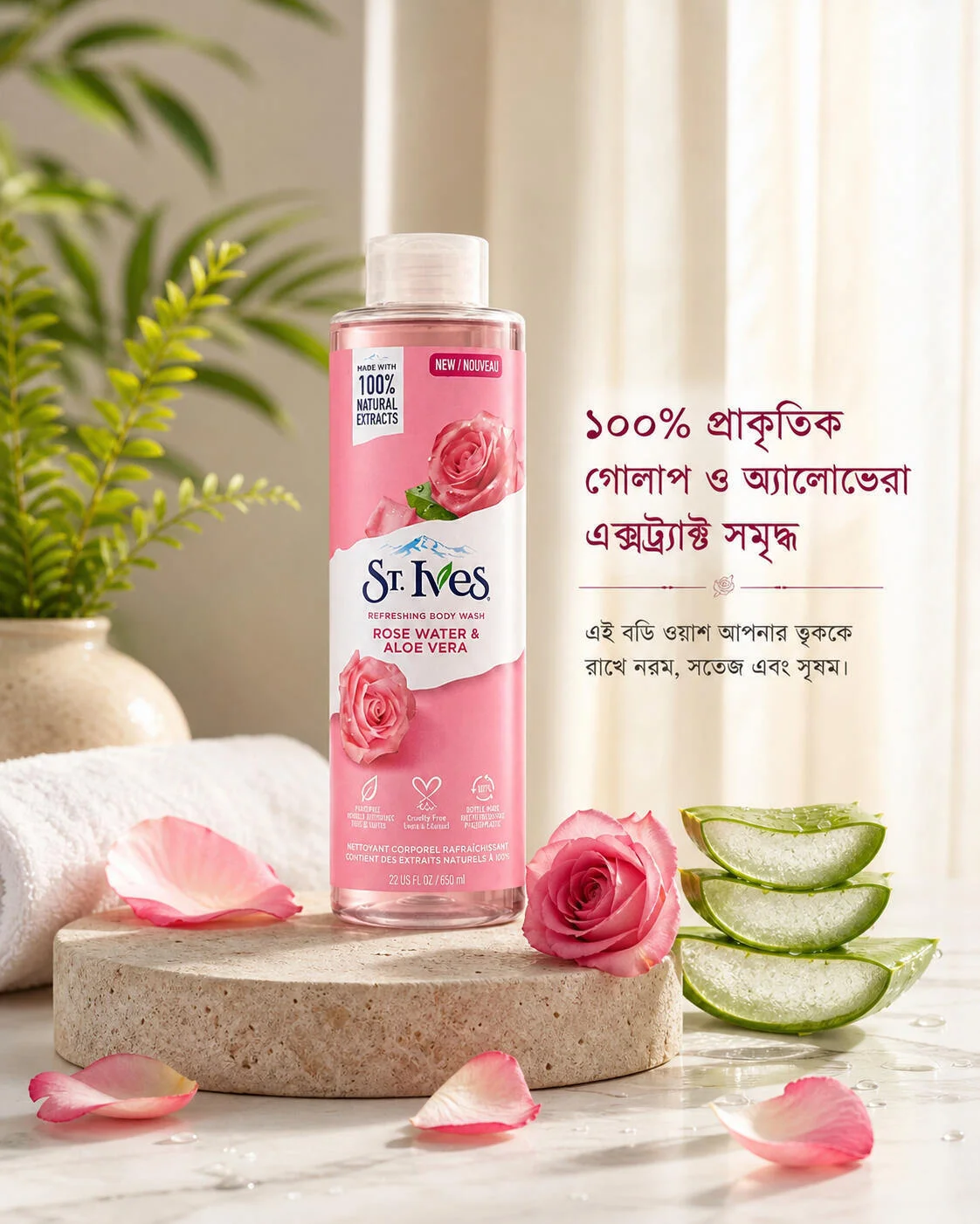 St. Ives Refreshing Body Wash Rose Water and Aloe Vera