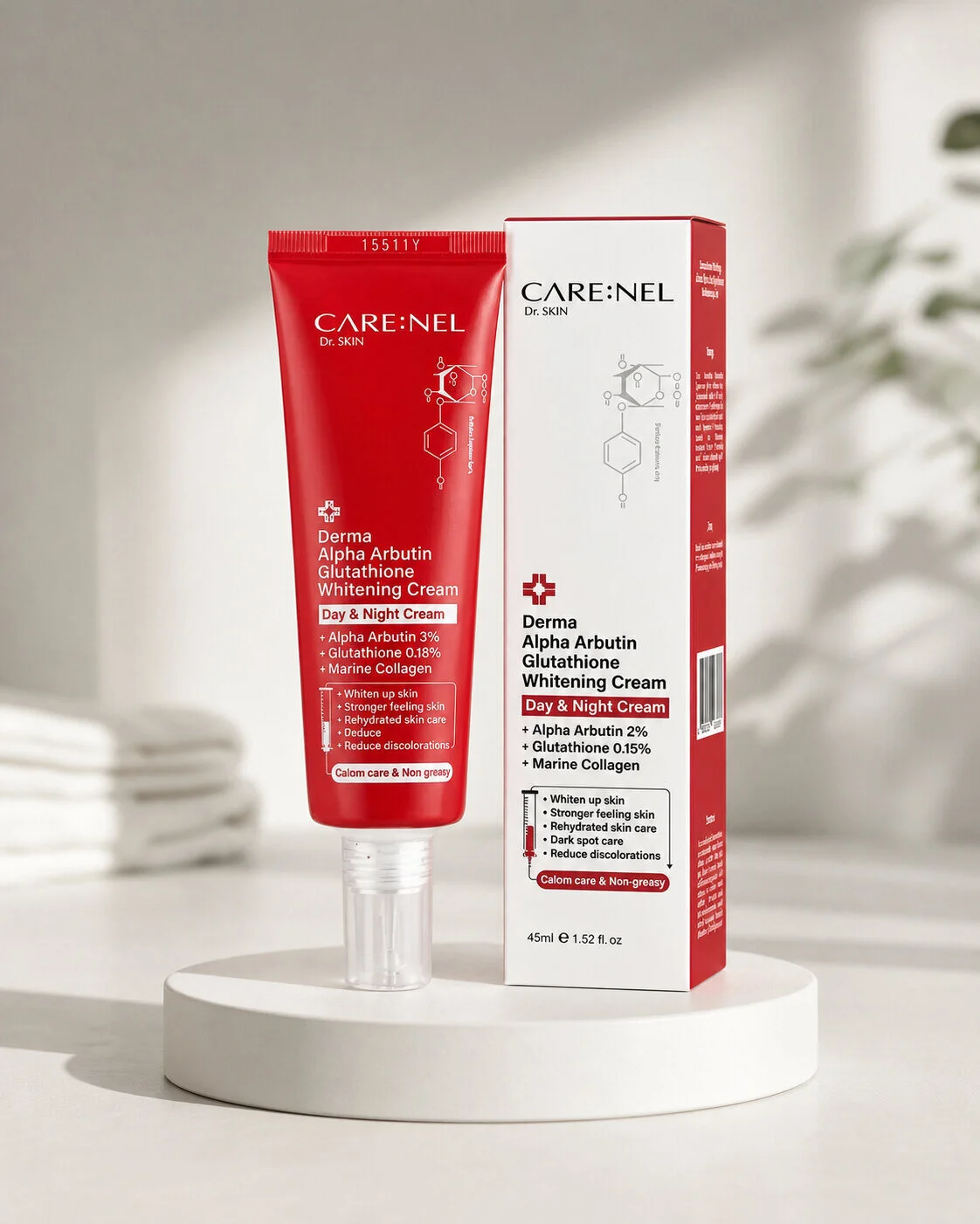 Care:Nel Dr. Skin Derma Alpha Arbutin Glutathione Whitening Cream Day & Night 45ml