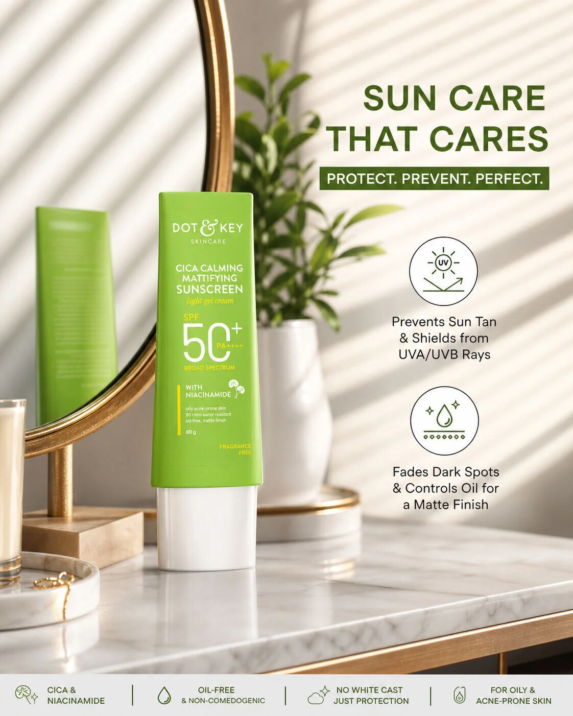 Dot & Key Cica Calming Mattifying Sunscreen SPF50+ PA++++ (80g) Dot & Key Cica Calming Mattifying Sunscreen SPF50+ PA++++ (80g)