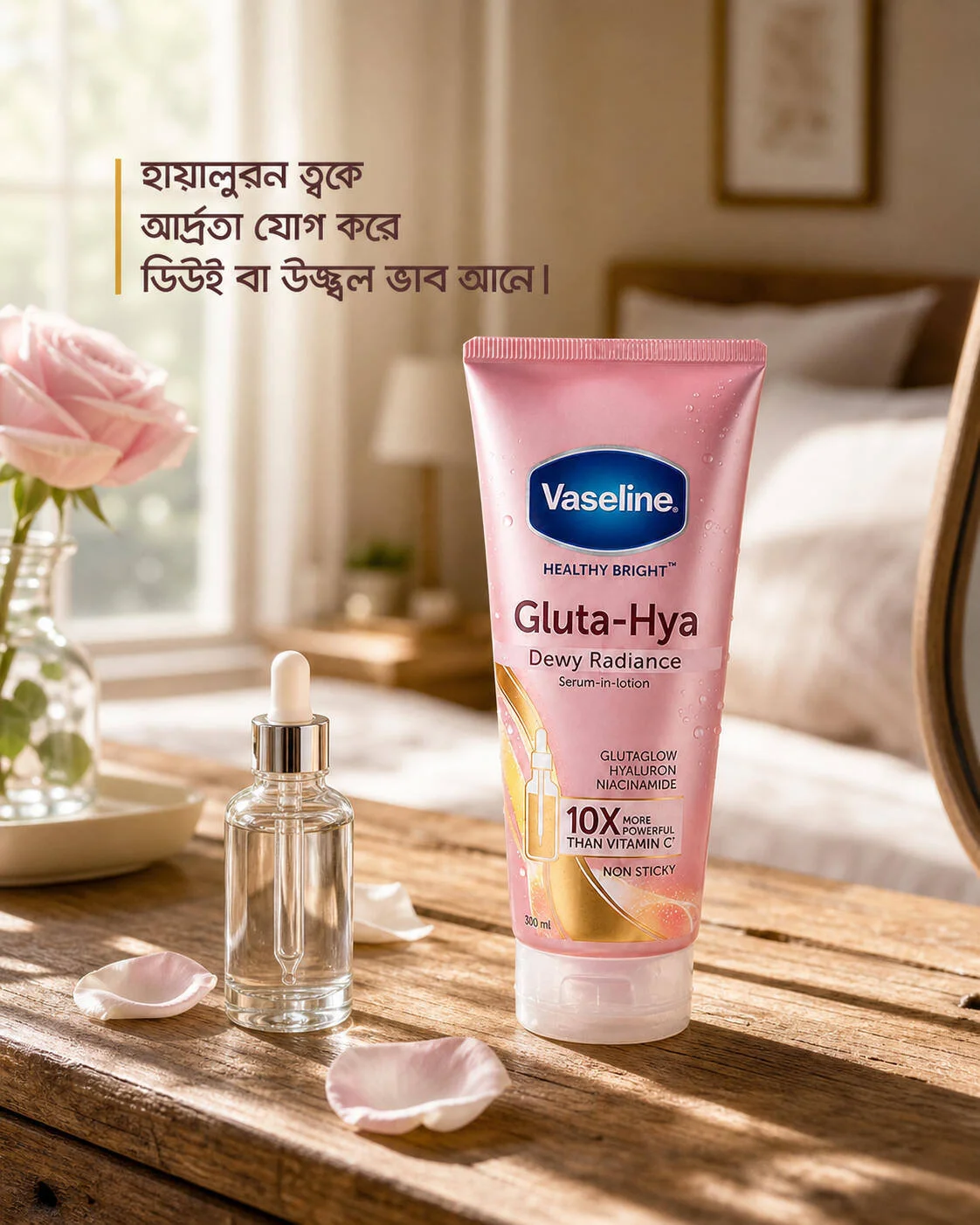Vaseline Gluta Hya Dewy Radiance Serum Burst Lotion 300ml