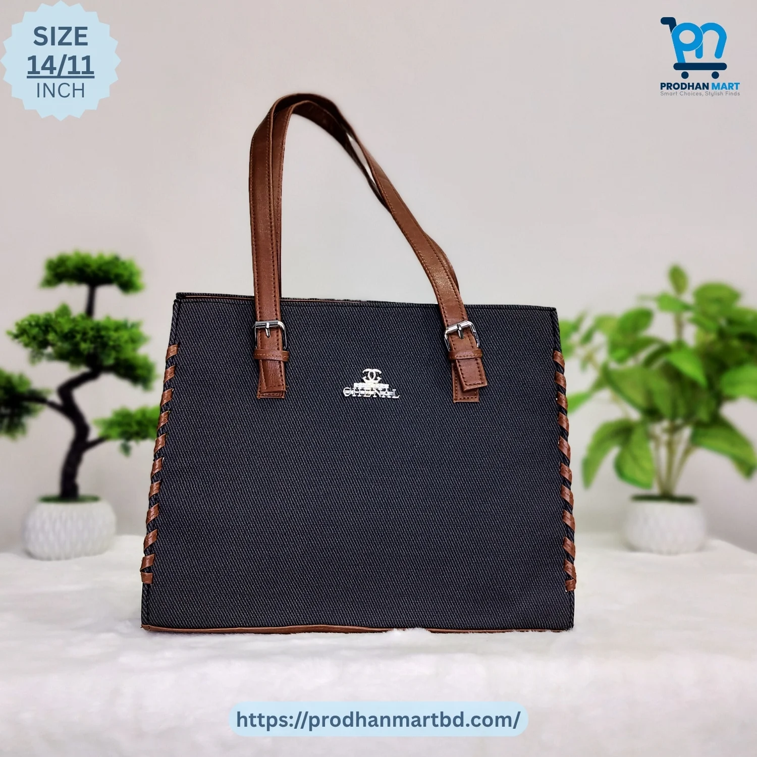 Classic Side-Stitched Handbag (Black Color) Classic Side-Stitched Handbag (Black Color)