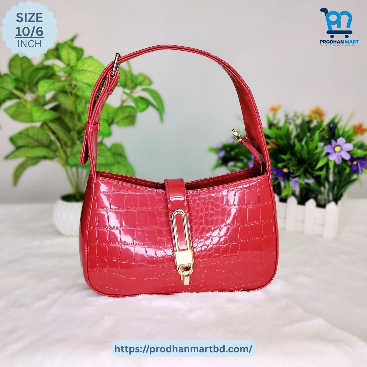 Classic Glossy Shoulder Bag (Cherry Red Color) Classic Glossy Shoulder Bag (Cherry Red Color)