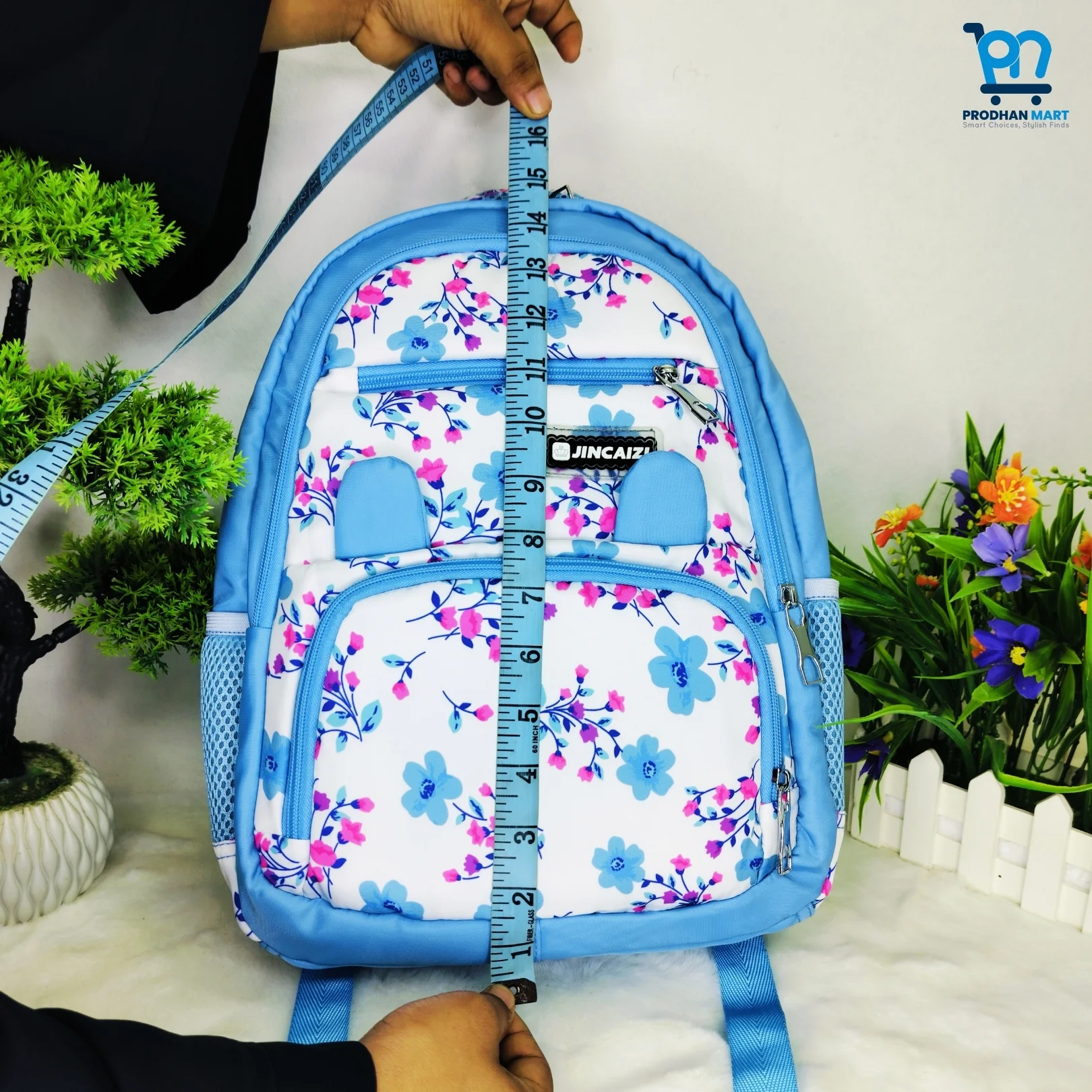 (Class 0-3) Floral Print School Bag (Light Blue Color) (Class 0-3) Floral Print School Bag (Light Blue Color)