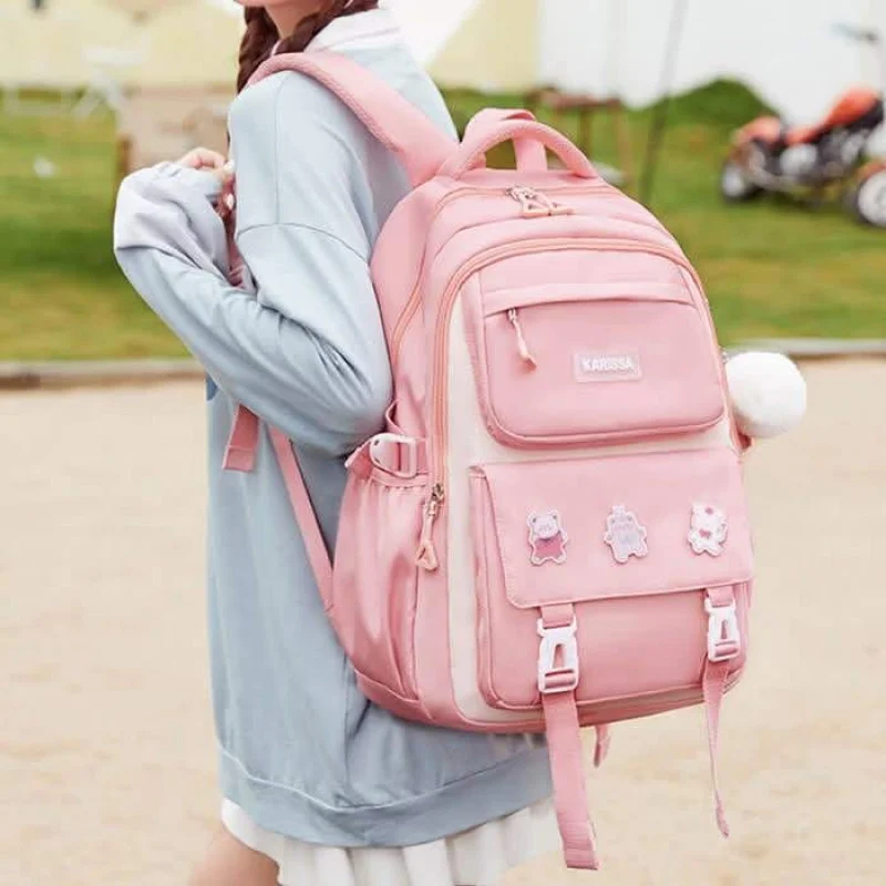 (Class 2-5) Semi-Waterproof Primary School Bag (Pink Color) (Class 2-5) Semi-Waterproof Primary School Bag (Pink Color)