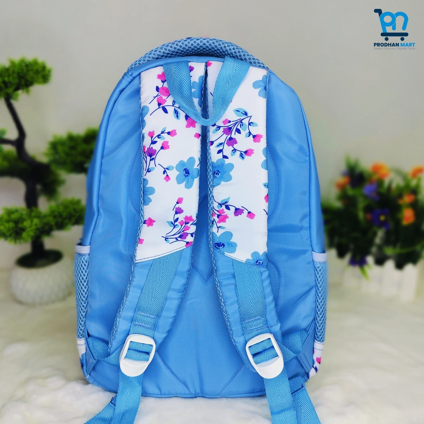 (Class 0-3) Floral Print School Bag (Light Blue Color) (Class 0-3) Floral Print School Bag (Light Blue Color)