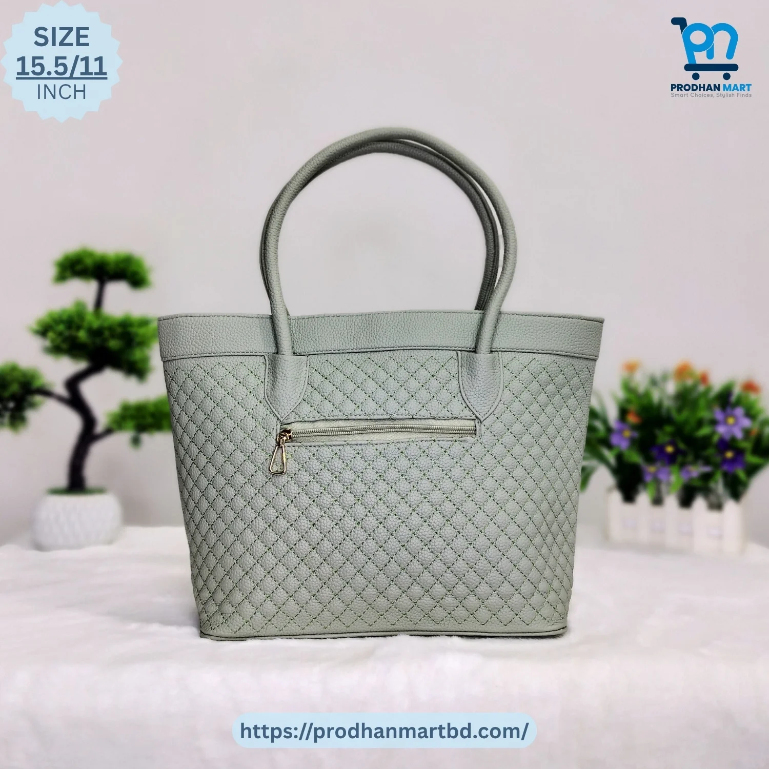 Luxury Quilted Tote Bag (Light Green Color) Luxury Quilted Tote Bag (Light Green Color)