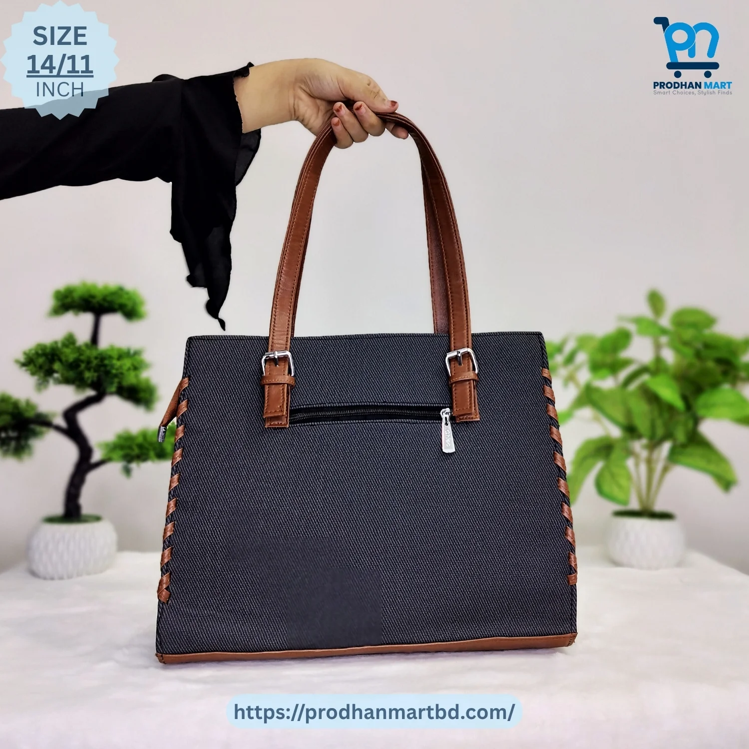 Classic Side-Stitched Handbag (Black Color) Classic Side-Stitched Handbag (Black Color)