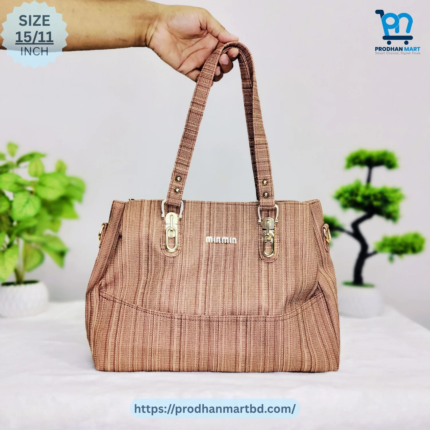 Stylish Golden Stripe Shoulder Bag (Coffee Color) Stylish Golden Stripe Shoulder Bag (Coffee Color)
