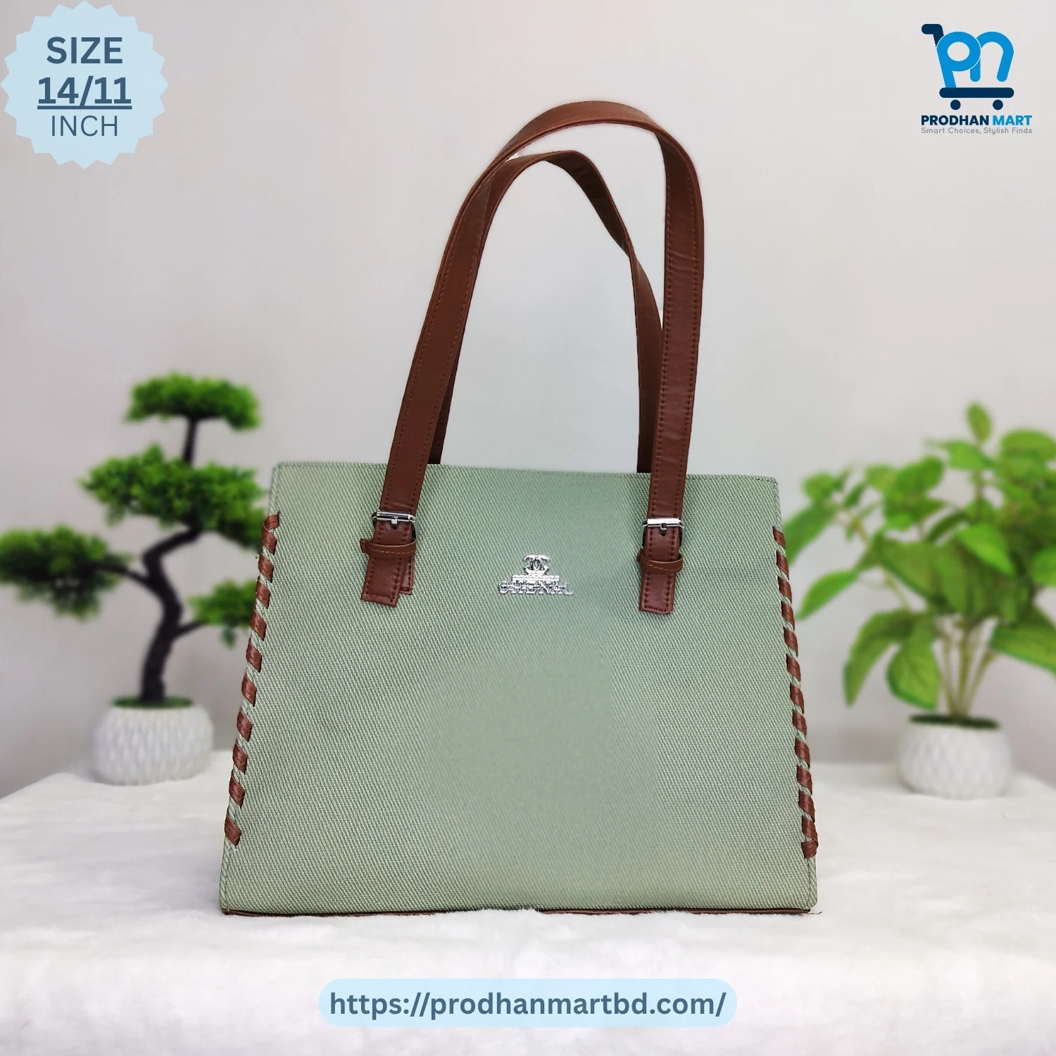 Classic Side-Stitched Handbag (Light Green Color) Classic Side-Stitched Handbag (Light Green Color)
