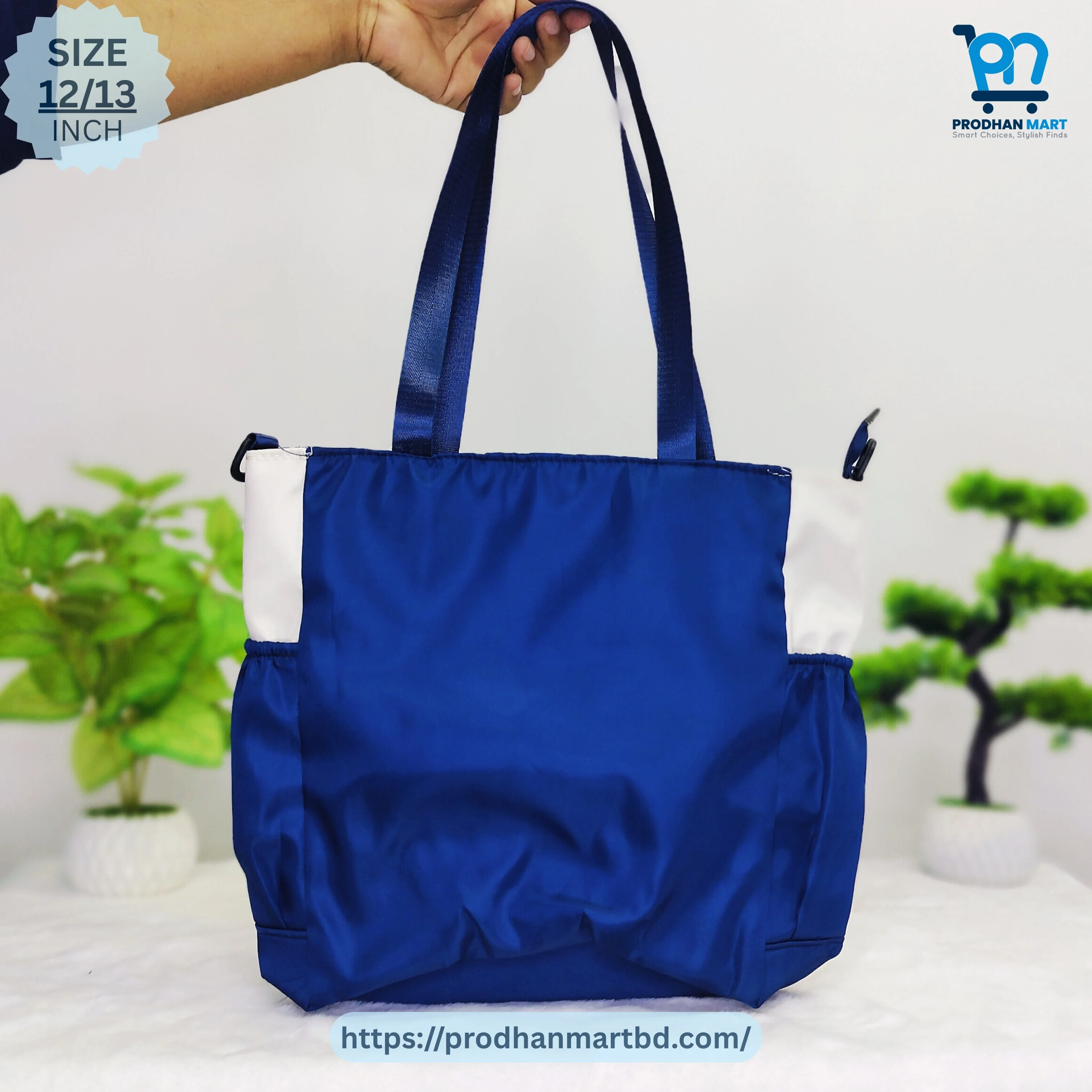 Cartoon Tote Backpack (Off White & Navy Blue) Cartoon Tote Backpack (Off White & Navy Blue)