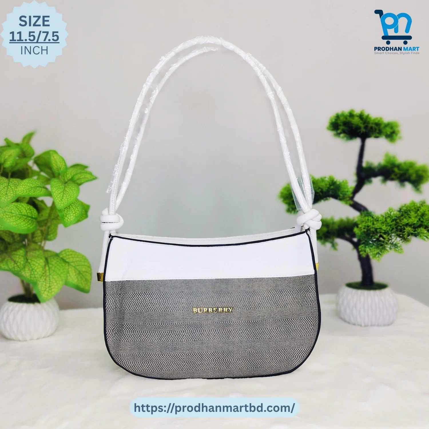 Classic Two-Tone Shoulder Bag (White & Grey Color) Classic Two-Tone Shoulder Bag (White & Grey Color)
