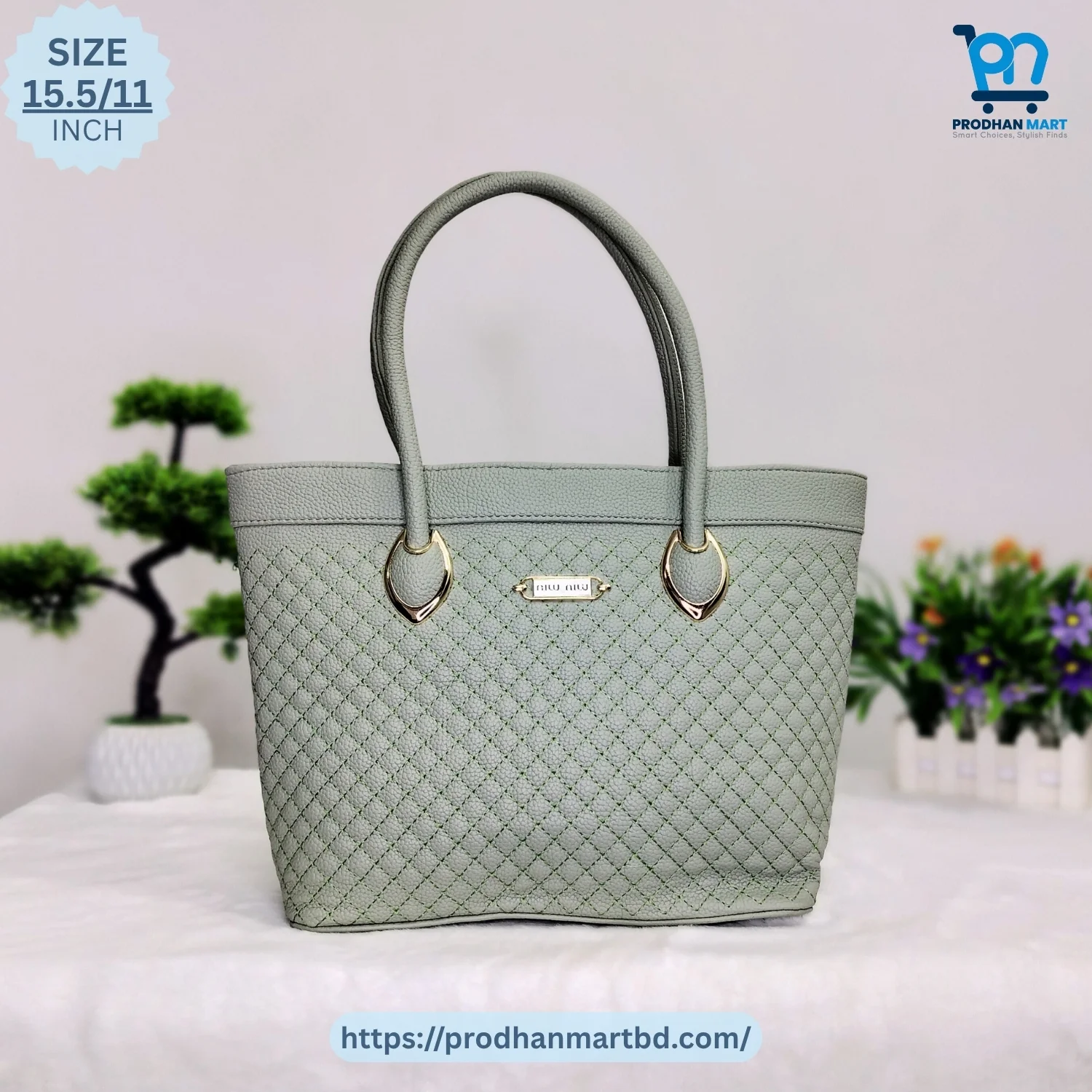 Luxury Quilted Tote Bag (Light Green Color) Luxury Quilted Tote Bag (Light Green Color)