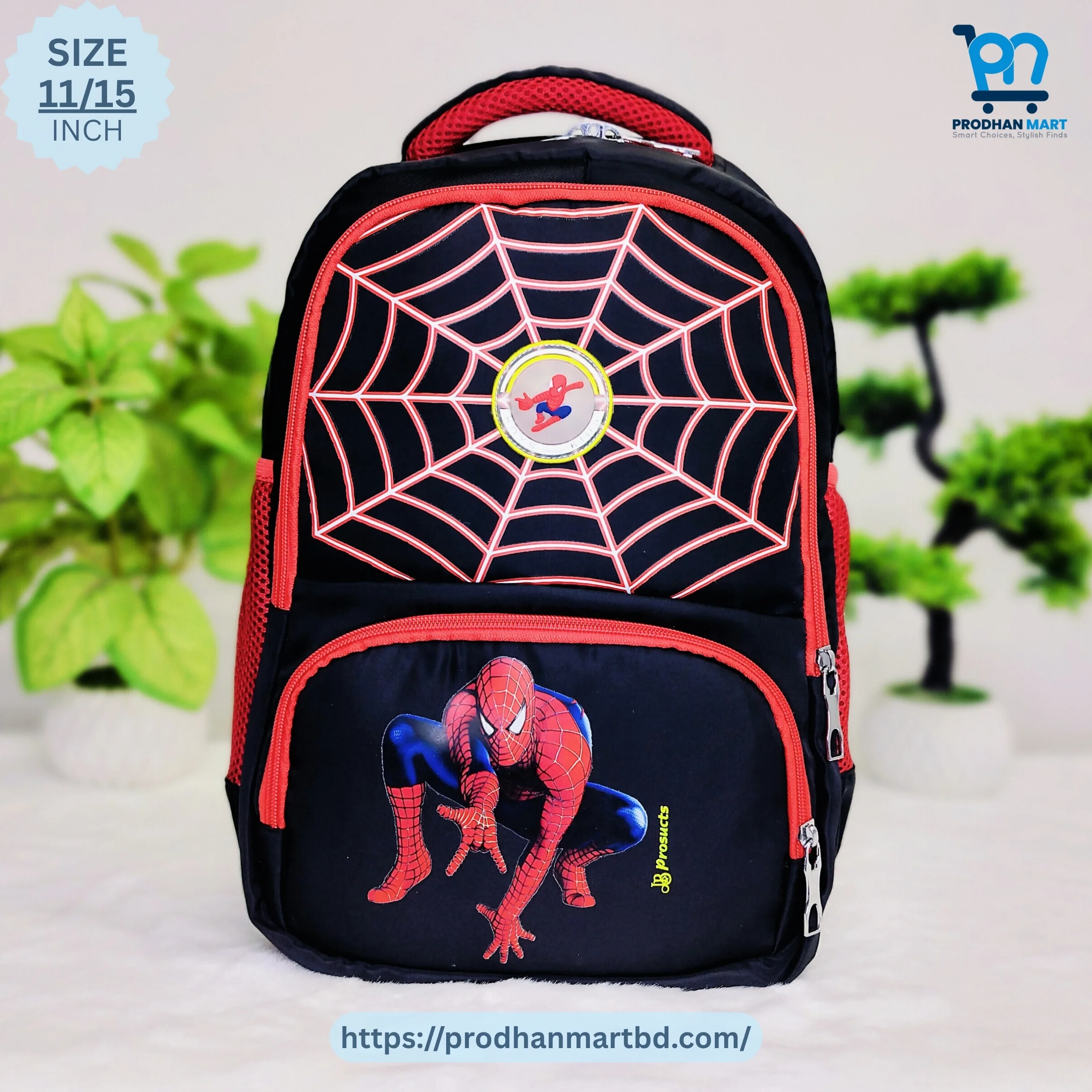 (Class 0-3) Spider Man School Bag (Black Color)