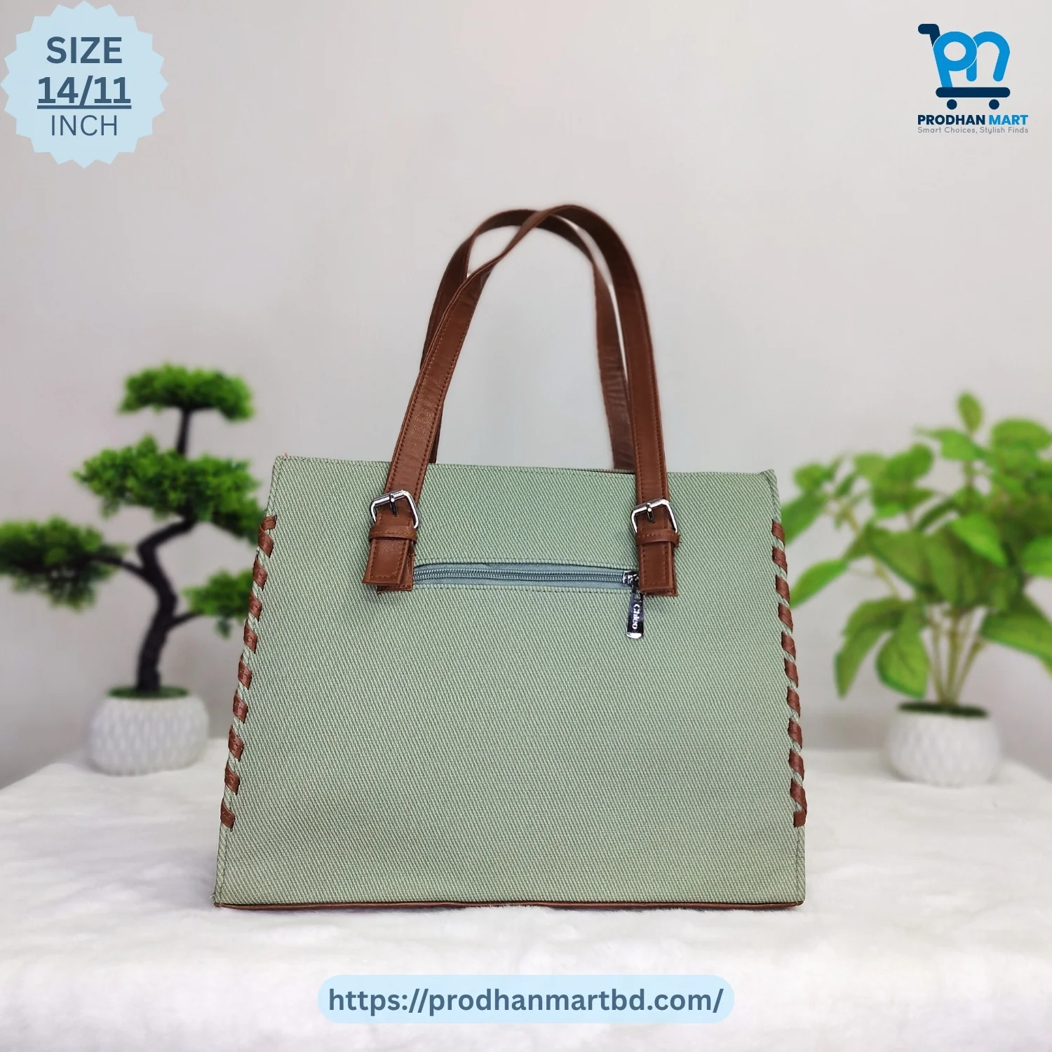 Classic Side-Stitched Handbag (Light Green Color) Classic Side-Stitched Handbag (Light Green Color)
