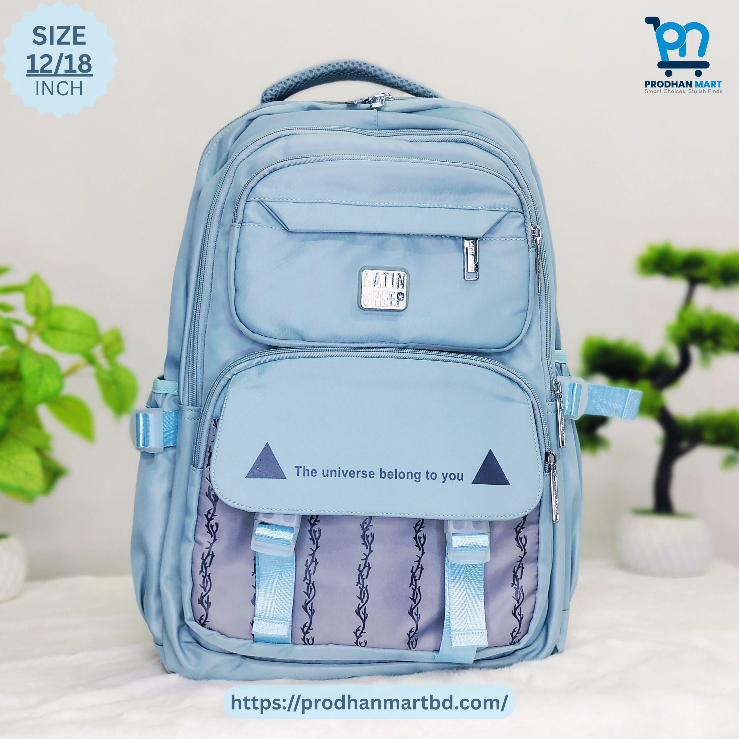 (Class 5-10) School Bag (Sky Blue Color)