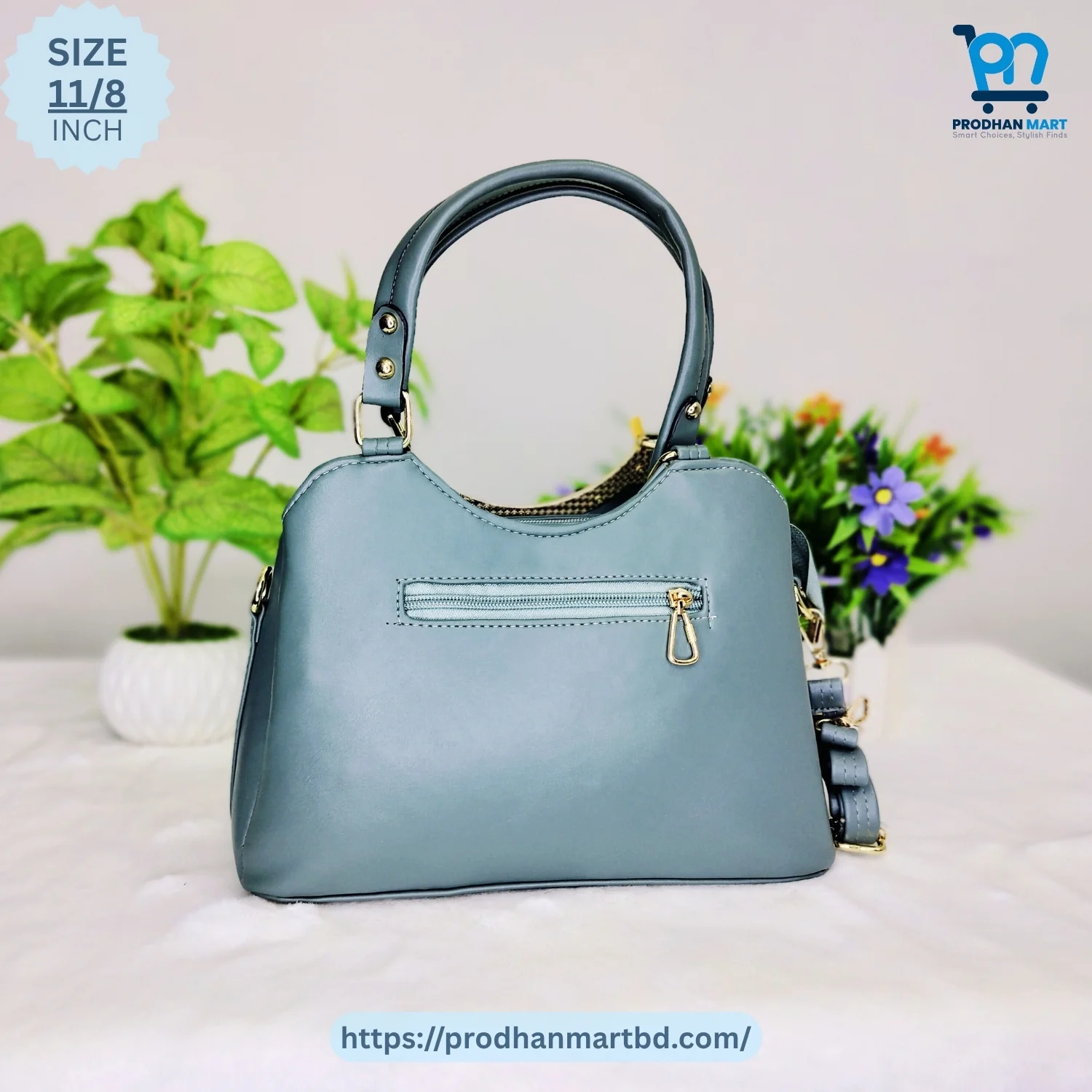 Premium Dual Handle Handbag (Ash Blue Color) Premium Dual Handle Handbag (Ash Blue Color)